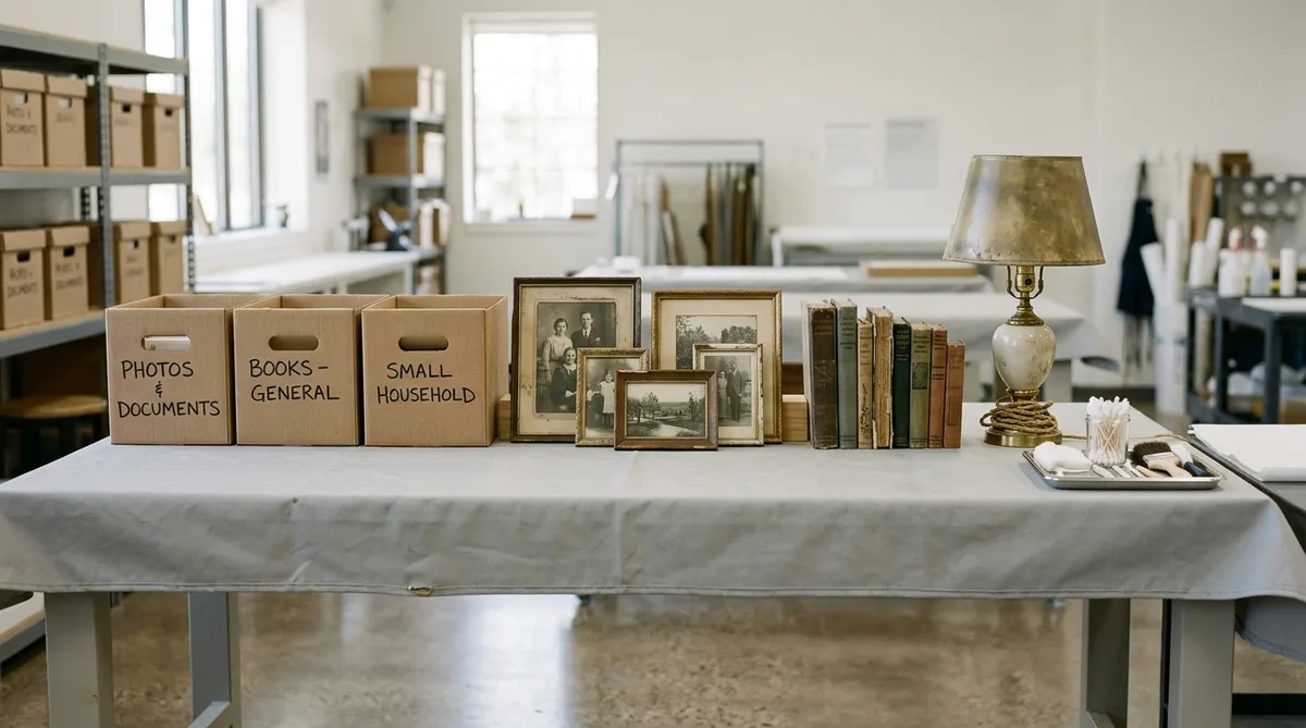 Household belongings cleaned and organized for restoration after a loss